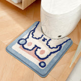 Feblilac Blushing Rabbit Tufted Bathroom Mat Toilet U-Shaped Floor Mat