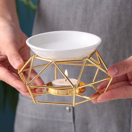 Gold Matrix Iron Art Aromatherapy Lamp | Candle Holder | Aroma Burner