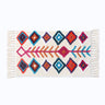 Bohemian Tassel Bath Mat, Tropical Geometry Style Rug for Bathroom