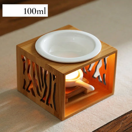 Natural Bamboo Aromatherapy Lamp & Ceramic Essential Oil Stove Aroma Burner