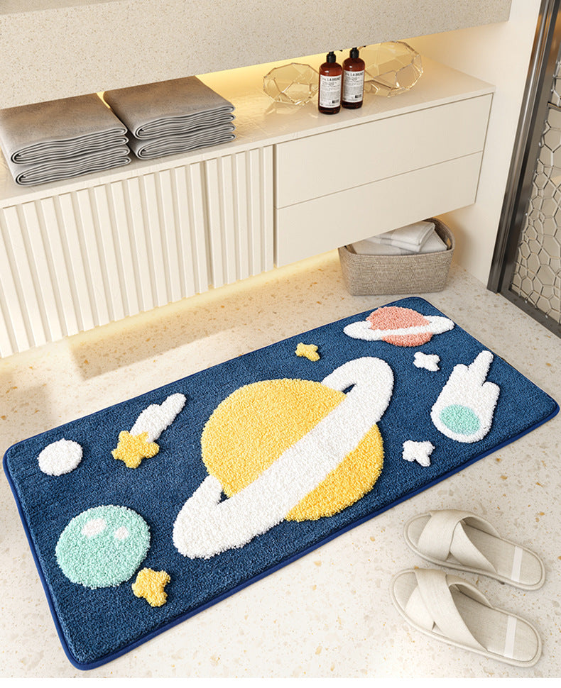 Feblilac Cute Little Planet Tufted Bath Mat