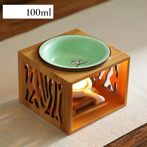 Natural Bamboo Aromatherapy Lamp & Ceramic Essential Oil Stove Aroma Burner