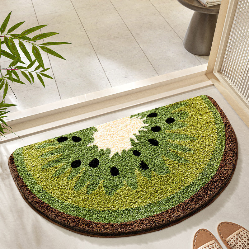 Feblilac Fruit Semicircle kiwi Tufted Bath Mat