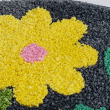 Feblilac Flowers Bath Mat, Floral in Black Background Bathroom Rug, Soft Flush Non-Slip Water Absorbent Mat