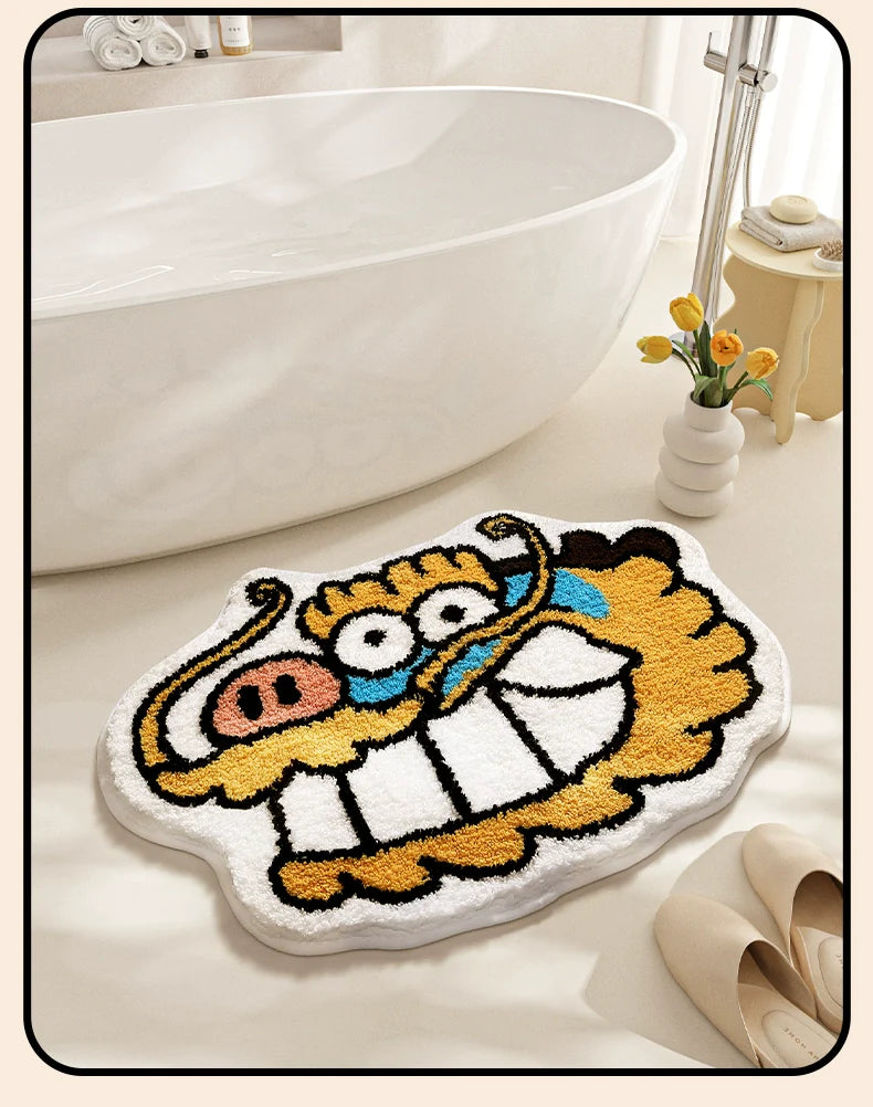 Feblilac Cartoon Animals Tufted Bath Mat