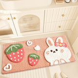 Feblilac Cute rabbit and strawberry Tufted Bath Mat