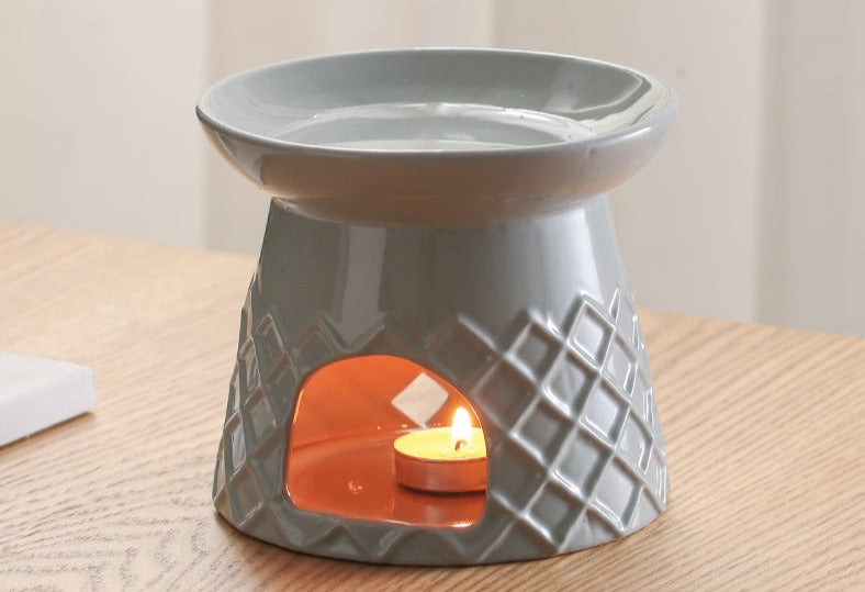 Light Grey Checkered Huge Candles & Aromatherapy Burners for Home, Aroma Burner