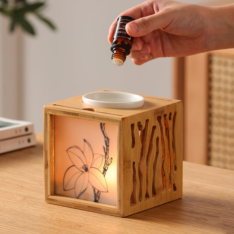 Flower Shadow Glass Aroma Burner & Oil Lamp