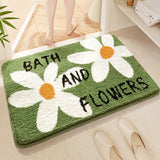 Feblilac White Daisy Tufted Bath Mat