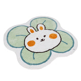 Feblilac Rabbit Flower Bath Mat, Cartoon Animal Red White Bathroom Rug, Soft Flush Non-Slip Water Absorbent Mat