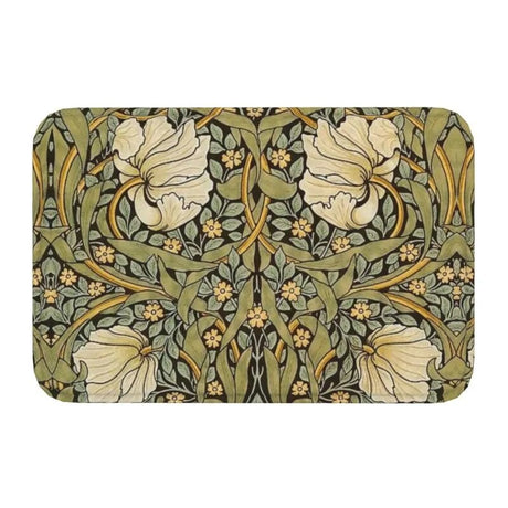 Custom William Morris Compton Floral Art Nouveau Pattern Doormat Bath Door Floor Mat Textile Pattern Toilet Rug Carpet Footpad