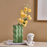 Wavy Embossed Ceramic Vase