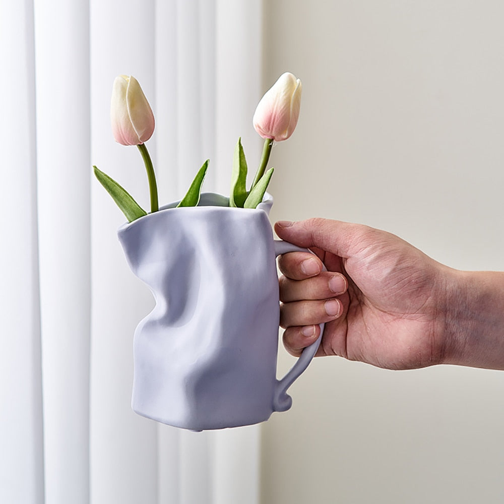 Paper Bag Inspired Ceramic Vase