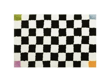Retro Chessboard Plaid Bath Mats Fluffy Grids Soft Floral Carpet Bathroom Carpet Bedside Carpet Home Decor Anti Slip Floor Mats