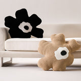 Abstract Flower Cushion - White, Beige, Black