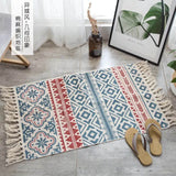 Retro Bohemia Hand Woven Cotton Linen Carpet Tassel Rug Floor Mat Tapestry Decorative Blanket Home Decor