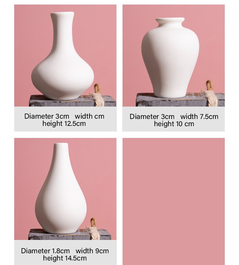 White Ceramic Curve Vase Set (5 vases)