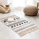 Retro Bohemia Hand Woven Cotton Linen Carpet Tassel Rug Floor Mat Tapestry Decorative Blanket Home Decor