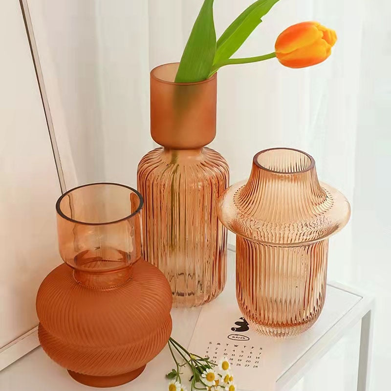 Pleated Glass Vase -  3 colours