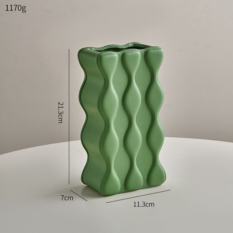 Wavy Embossed Ceramic Vase