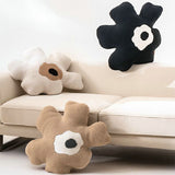 Abstract Flower Cushion - White, Beige, Black