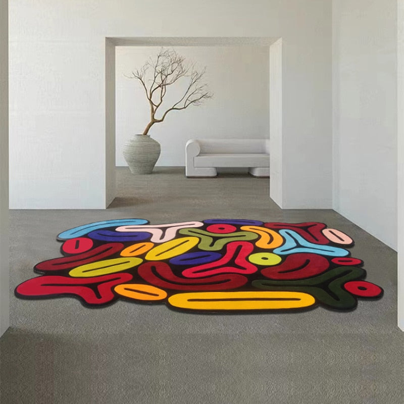 New Modern Fashion IG Living Room Rug Irregularshape Senior Bedroom Large Area Decorative Carpet Thickening Trendy Art Floor Mat