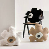 Abstract Flower Cushion - White, Beige, Black