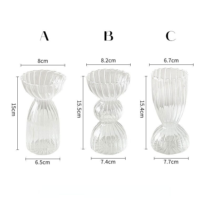 Ribbed Borosilicate Glass Vase