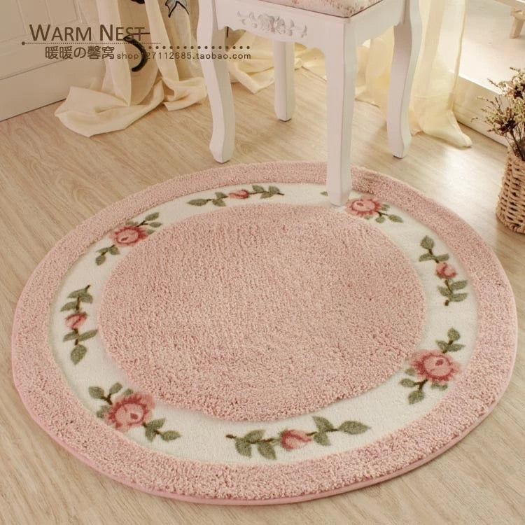 Flower Doormat Soft Plush Round Rotating new Chair Floor Mat Modern Bathroom Carpet Children Play Rugs