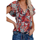 2021 Spring And Summer New Printed V-Neck Shirt