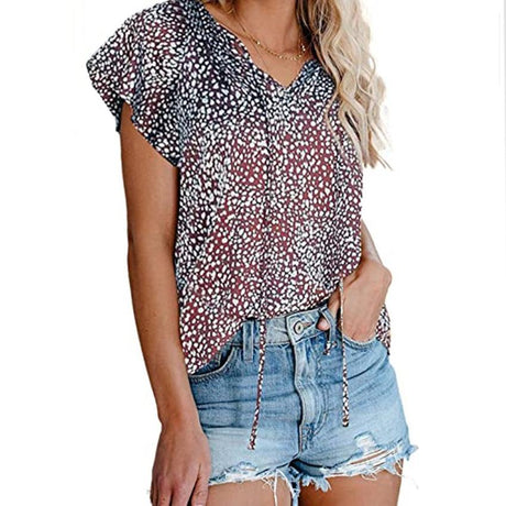 2021 Spring And Summer New Printed V-Neck Shirt