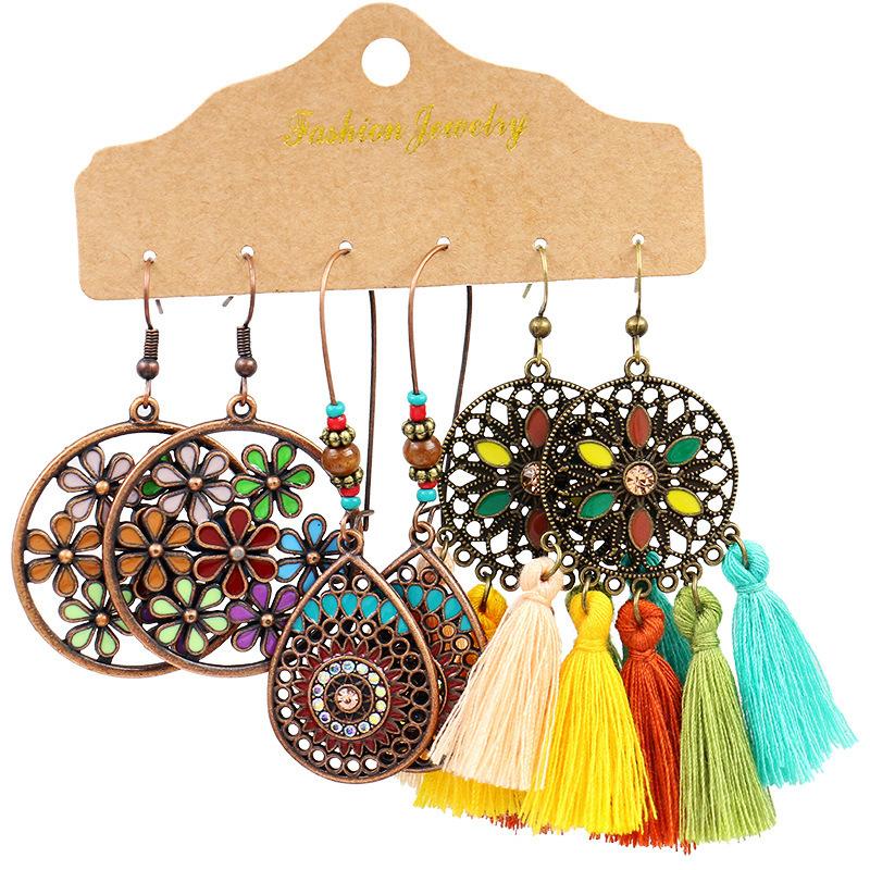 Bohemian Hand-woven tassel earrings(3 Set)