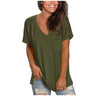 2021 Solid Color Short-Sleeved V-Neck Pocket T-Shirt