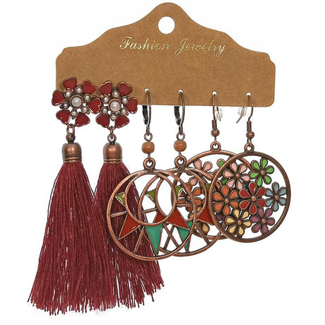 Bohemian Hand-woven tassel earrings(3 Set)