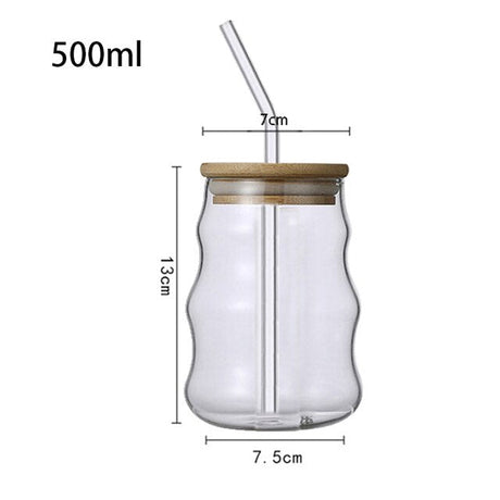 Borosilicate Ribbed Glass Cup - with lid