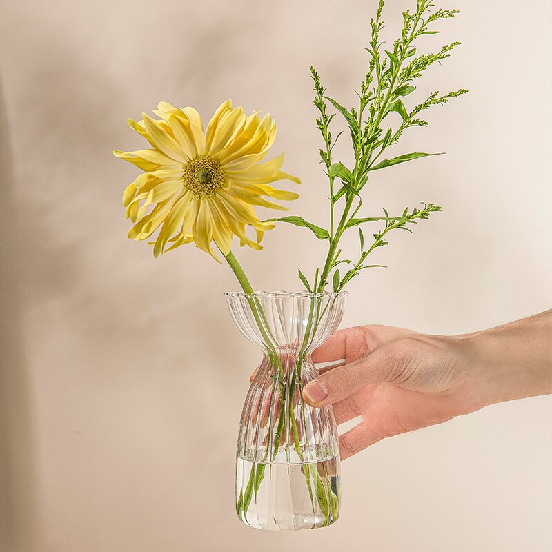 Ribbed Borosilicate Glass Vase