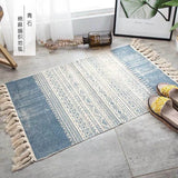 Retro Bohemia Hand Woven Cotton Linen Carpet Tassel Rug Floor Mat Tapestry Decorative Blanket Home Decor