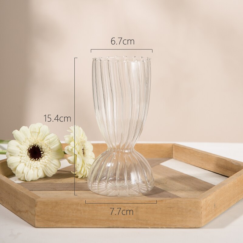 Ribbed Borosilicate Glass Vase