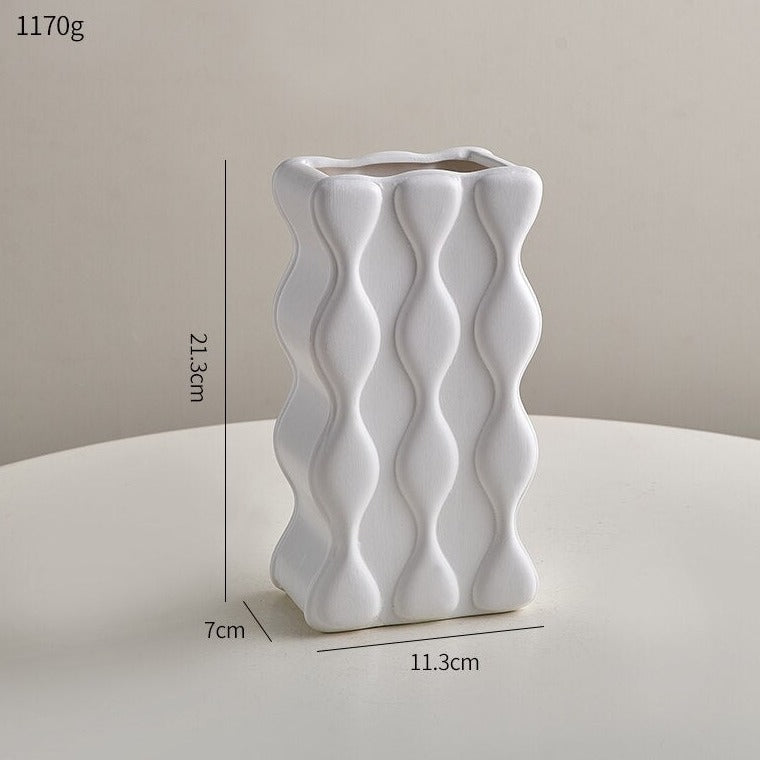 Wavy Embossed Ceramic Vase