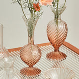 Gradient Swirl Ribbed Glass Vase