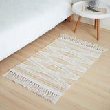 Retro Bohemia Hand Woven Cotton Linen Carpet Tassel Rug Floor Mat Tapestry Decorative Blanket Home Decor