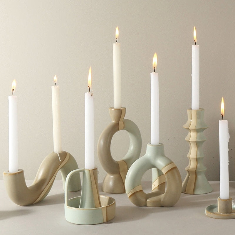 3-tone Ceramic Candle Holders