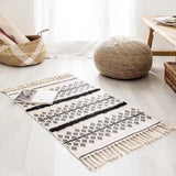 Retro Bohemia Hand Woven Cotton Linen Carpet Tassel Rug Floor Mat Tapestry Decorative Blanket Home Decor