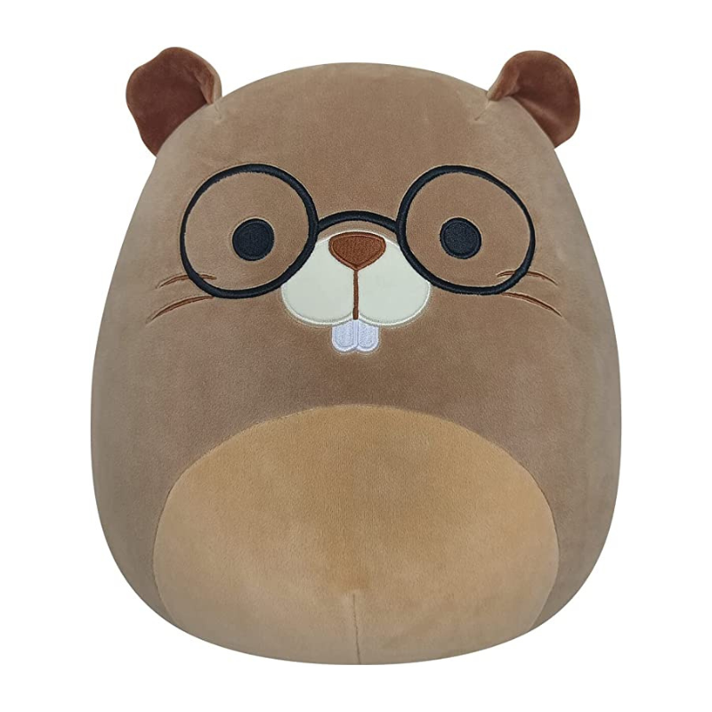 14-Inch Brown Beaver with Tan Tummy and Glasses Plush Toy