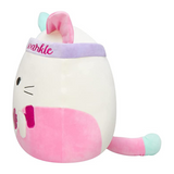 14-Inch Teal and Pink Calico Cat Large Plush Toy