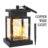Solar Powered LED Lantern Hanging Light Candle / Copper Wire Yard Outdoor Garden Lamp