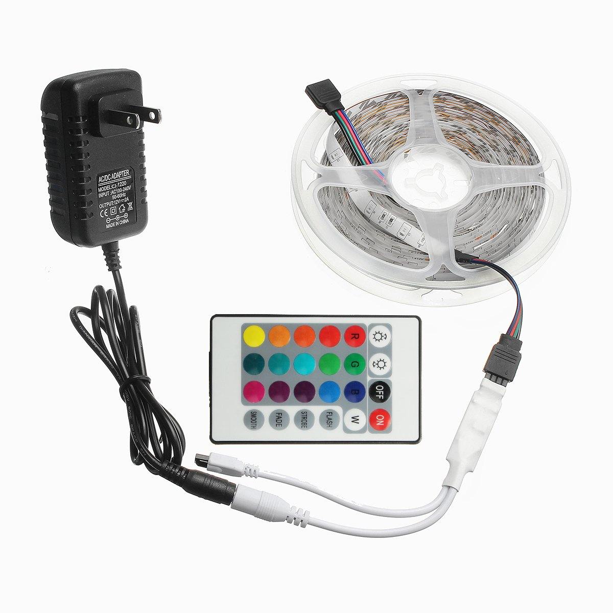 2M 3M 5M 10M 8mm DC12V Waterproof RGB LED Light Strip Remote Controller Outdoor Indoor KTV Hotel Home Decor