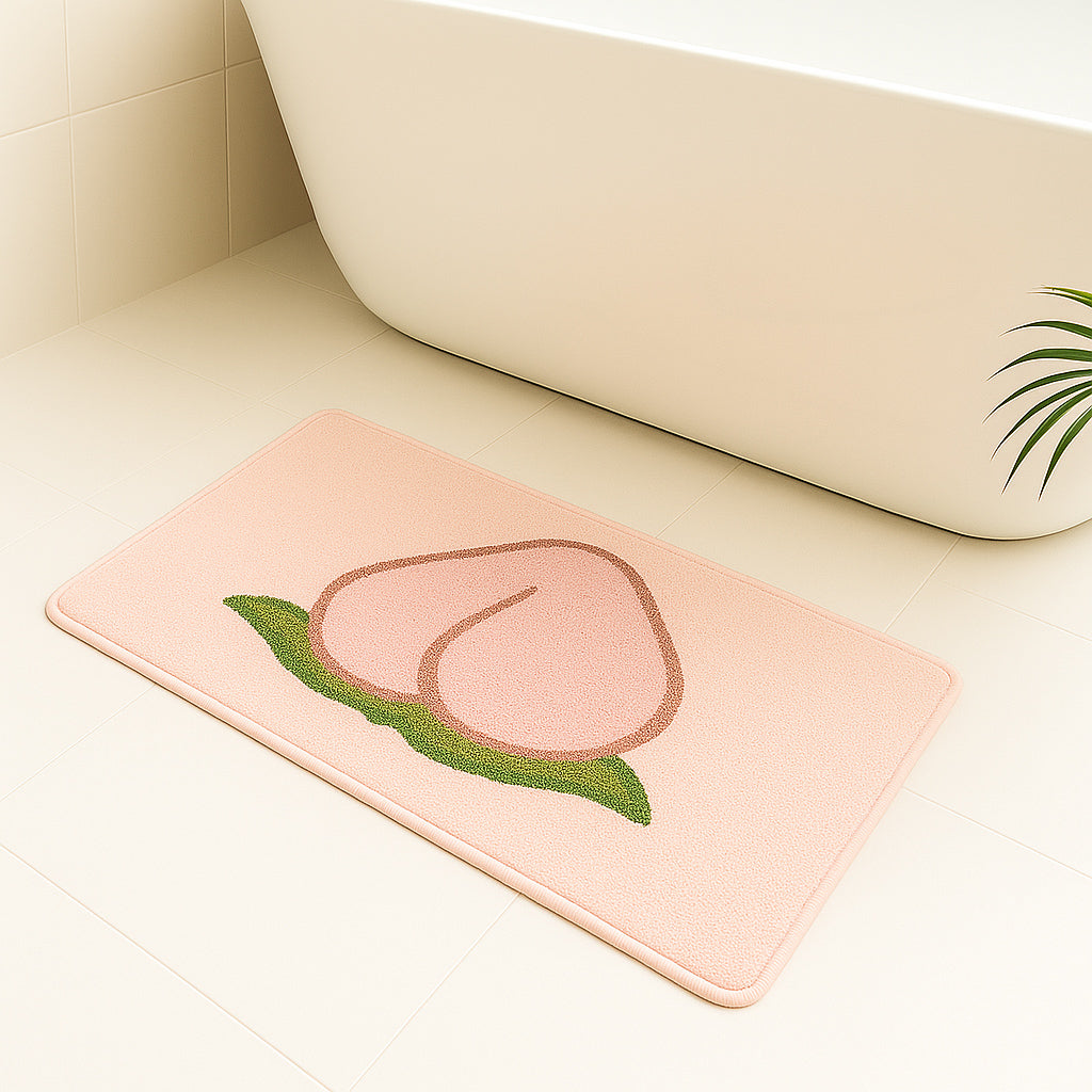 Feblilac Peach Shaped Tufted Bath Mat – Fun & Soft Non-Slip Bathroom Rug