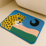 Feblilac Leopard Moon Bath Mat – Bold Animal Print Rug for Bathroom or Entryway