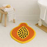Feblilac Papaya Shaped Tufted Rug – Fun Tropical Fruit Design | Soft & Colorful Bathroom Mat